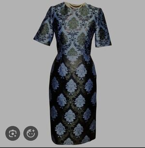 MARY KATRANTZOU EUC LINED BROCADE PRINT REAL SILK BLEND DRESS SIZE 2